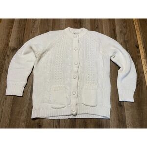Vintage 80s Kmart Sweater Womens Large? Off White, Cardigan, Acrylic